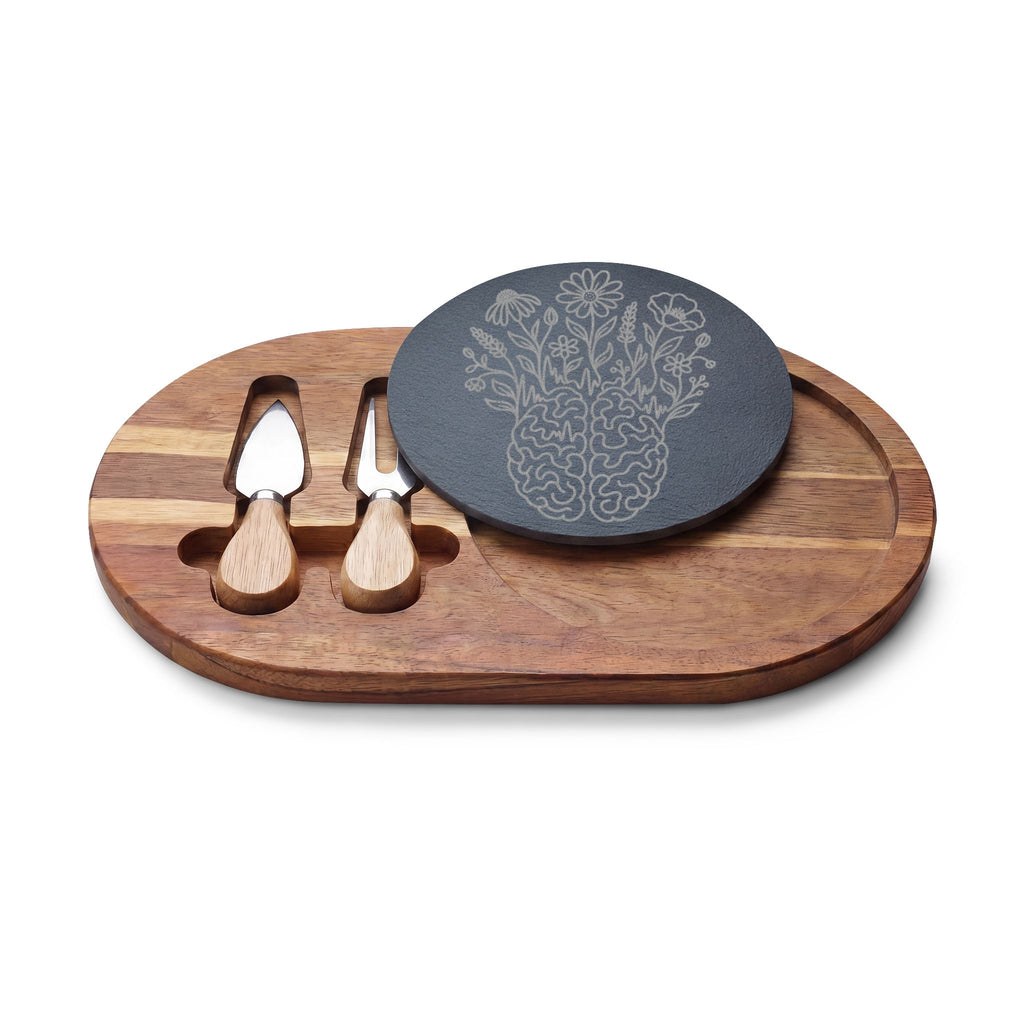 Electric Wildflower Epilepsy Awareness Acacia and Slate Charcuterie Board