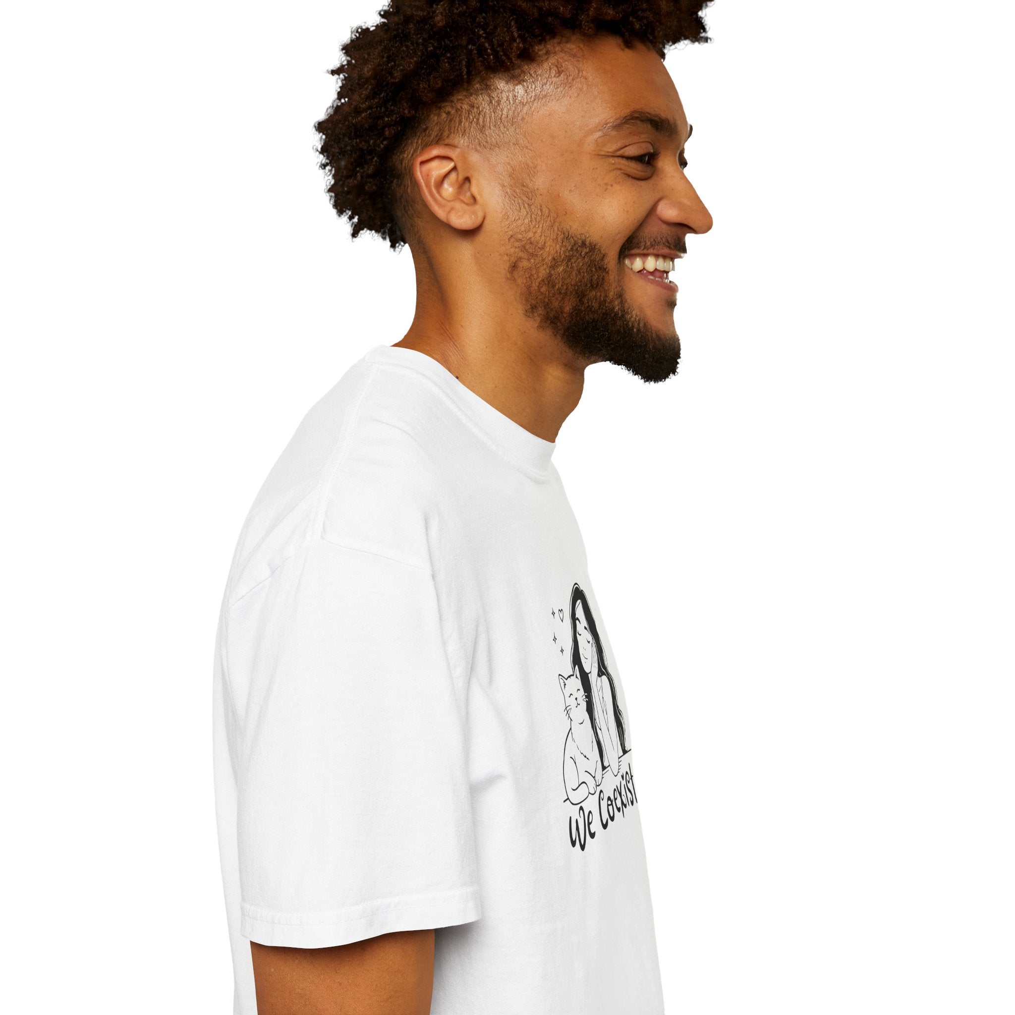 We Coexist T-Shirt – Minimalist Cat Lover Graphic Tee