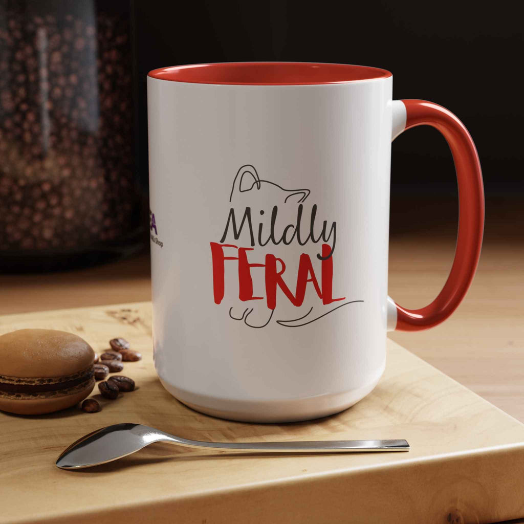 Mildly Feral Cat Accent Mug – Funny Cat Lover Coffee Mug (11oz/15oz)