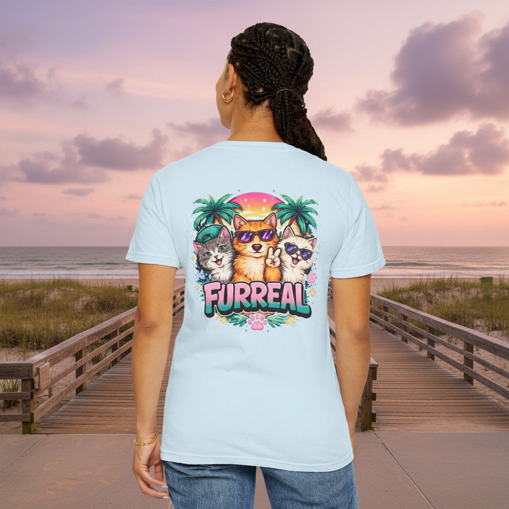 Furreal Cat Sunset Tee | Cool Cats, No Explanation Unisex T-Shirt