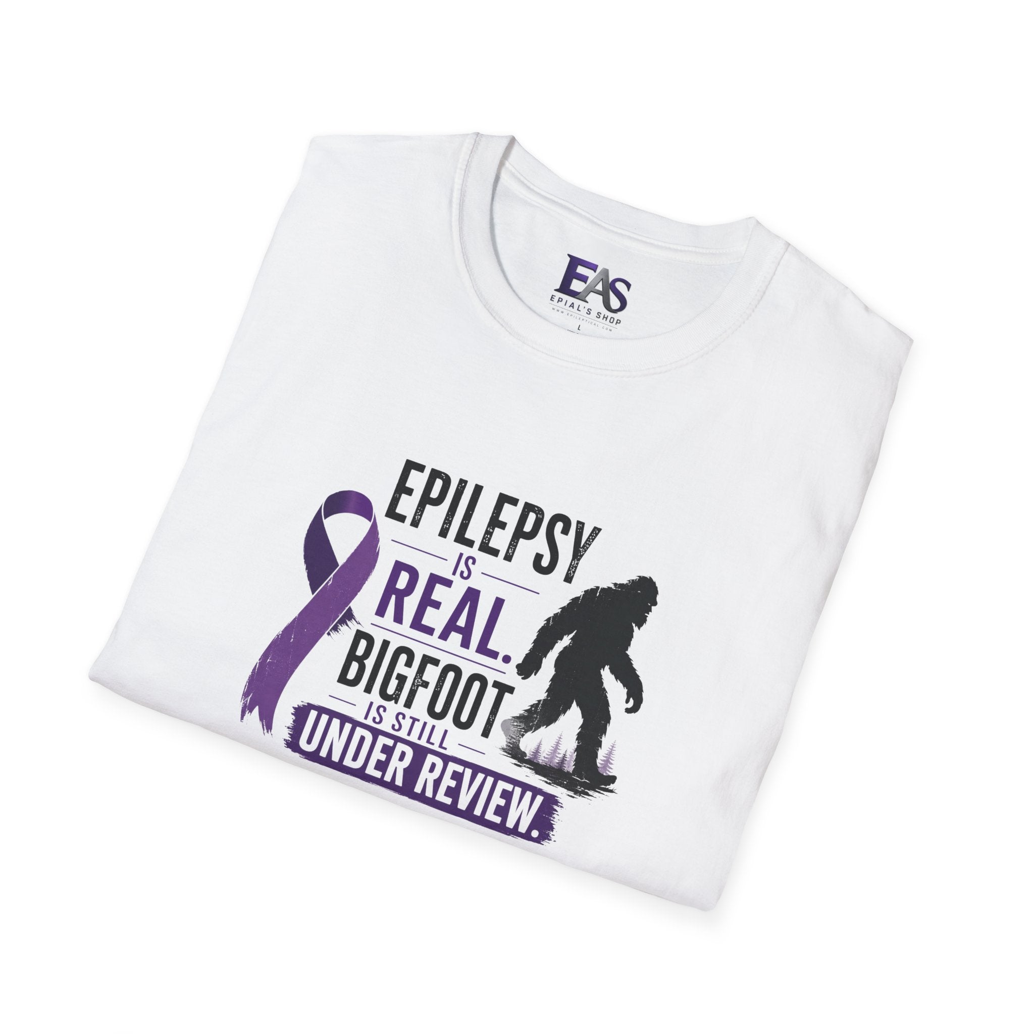 Epilepsy Awareness T-Shirt — "Epilepsy is Real" Purple Ribbon Bigfoot Design