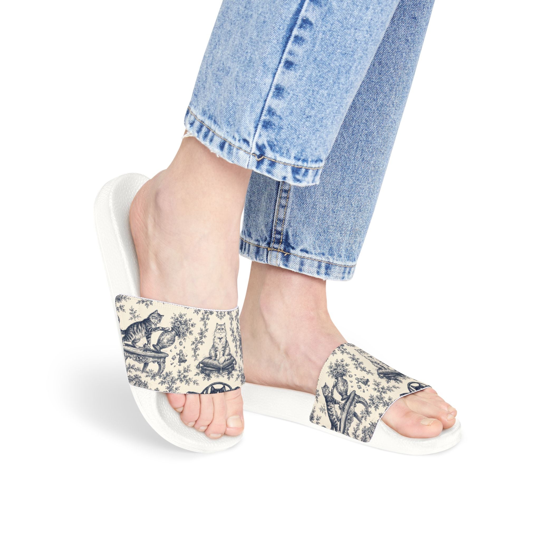 Toile Cats Slide Sandals (Removal Straps)