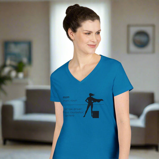 Mom Definition V-Neck T-Shirt - Superhero