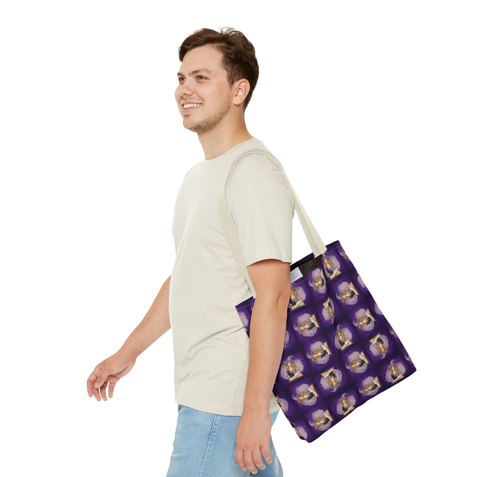 Vibrant Witchy Cat Lady Tote Bag