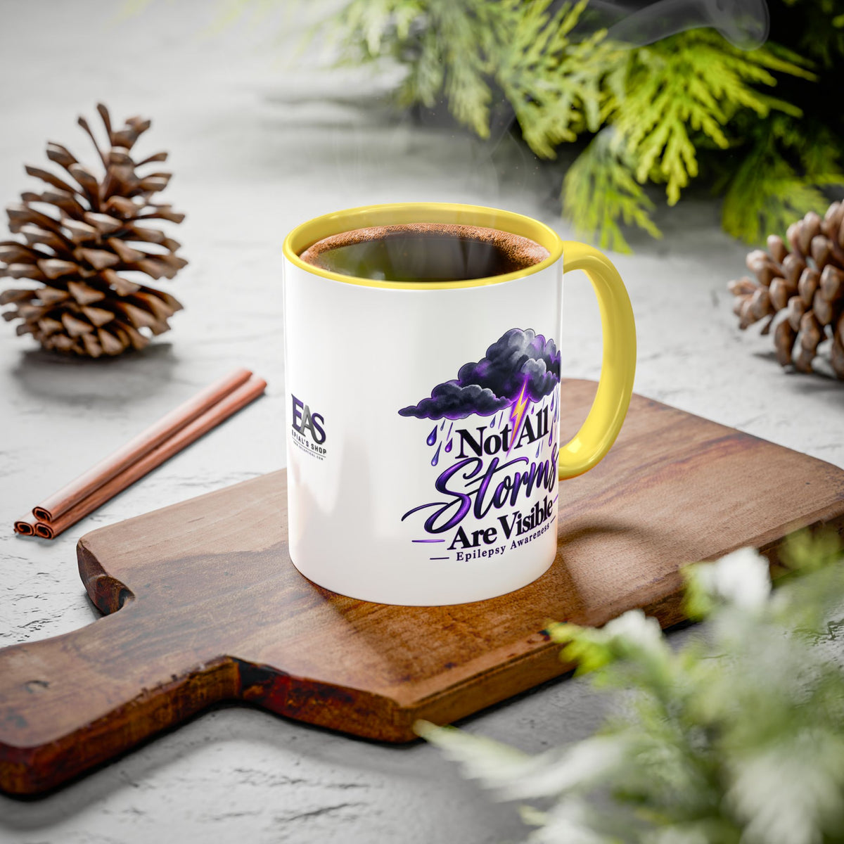 Not All Storms Are Visible Epilepsy Awareness Mug | Purple Storm Cloud Coffee Cup (11oz/15oz)