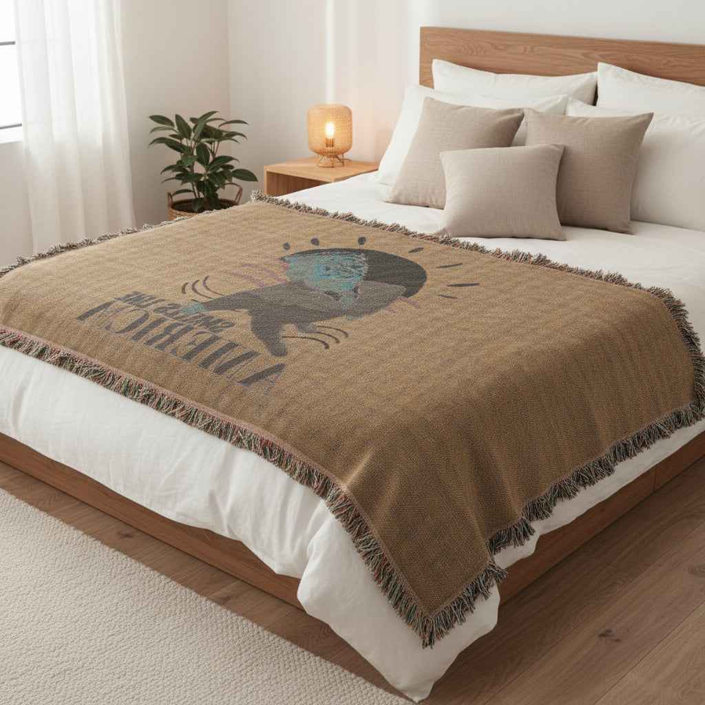 Humorous "Smells Like America" Woven Blanket