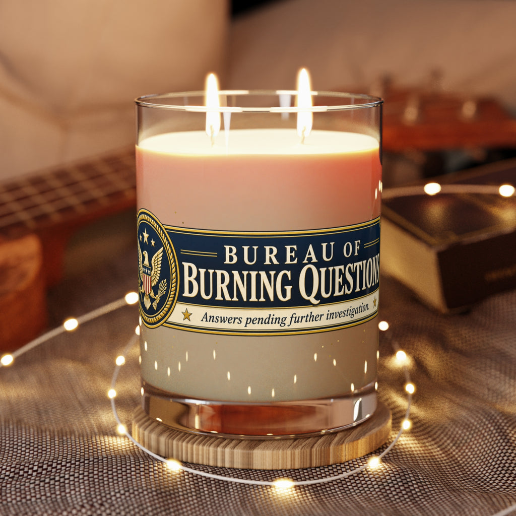 Bureau of Burning Questions Scented Soy Candle | Faux Government Seal | 65-Hour Burn