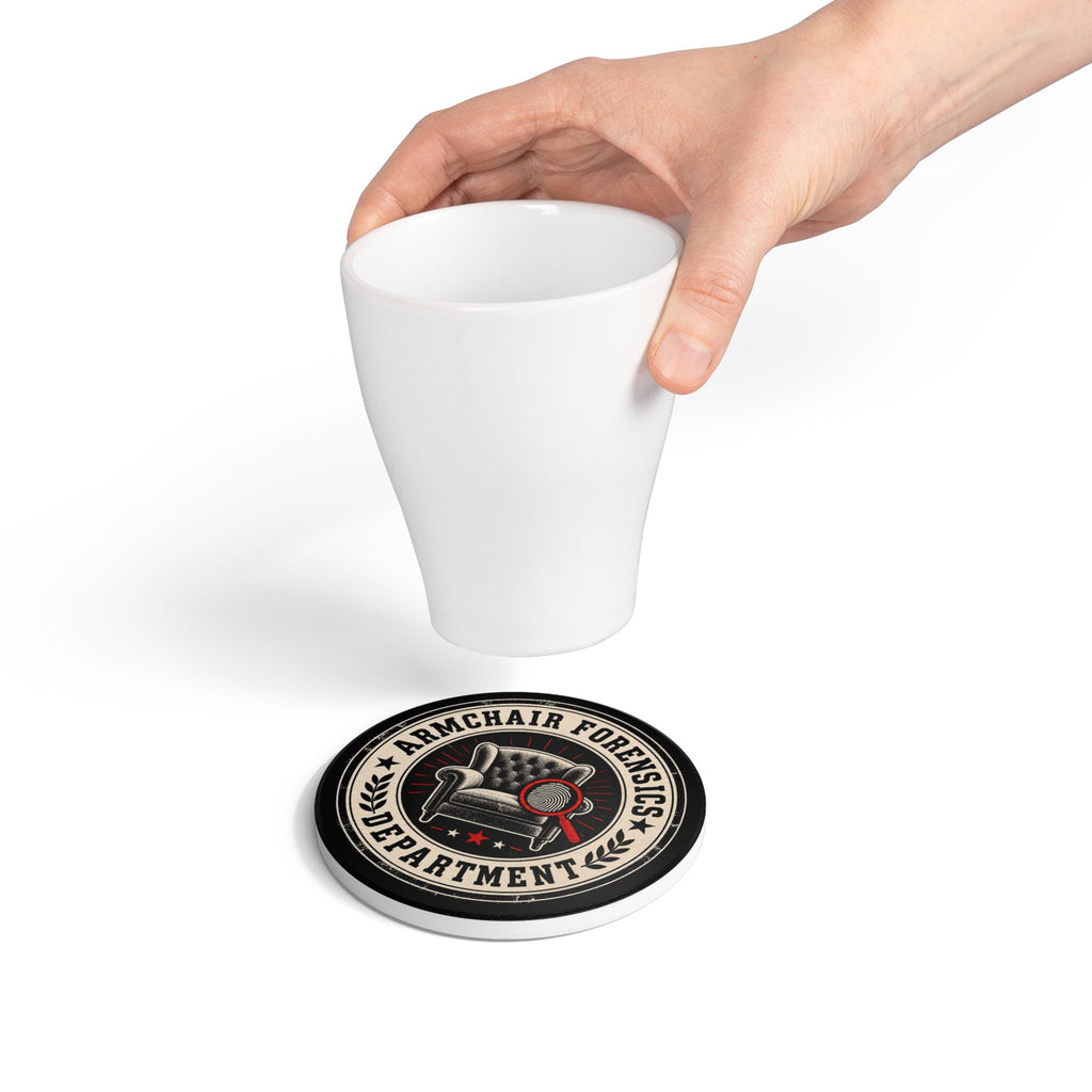 Armchair Forensics Department Ceramic Coaster, True Crime Coaster