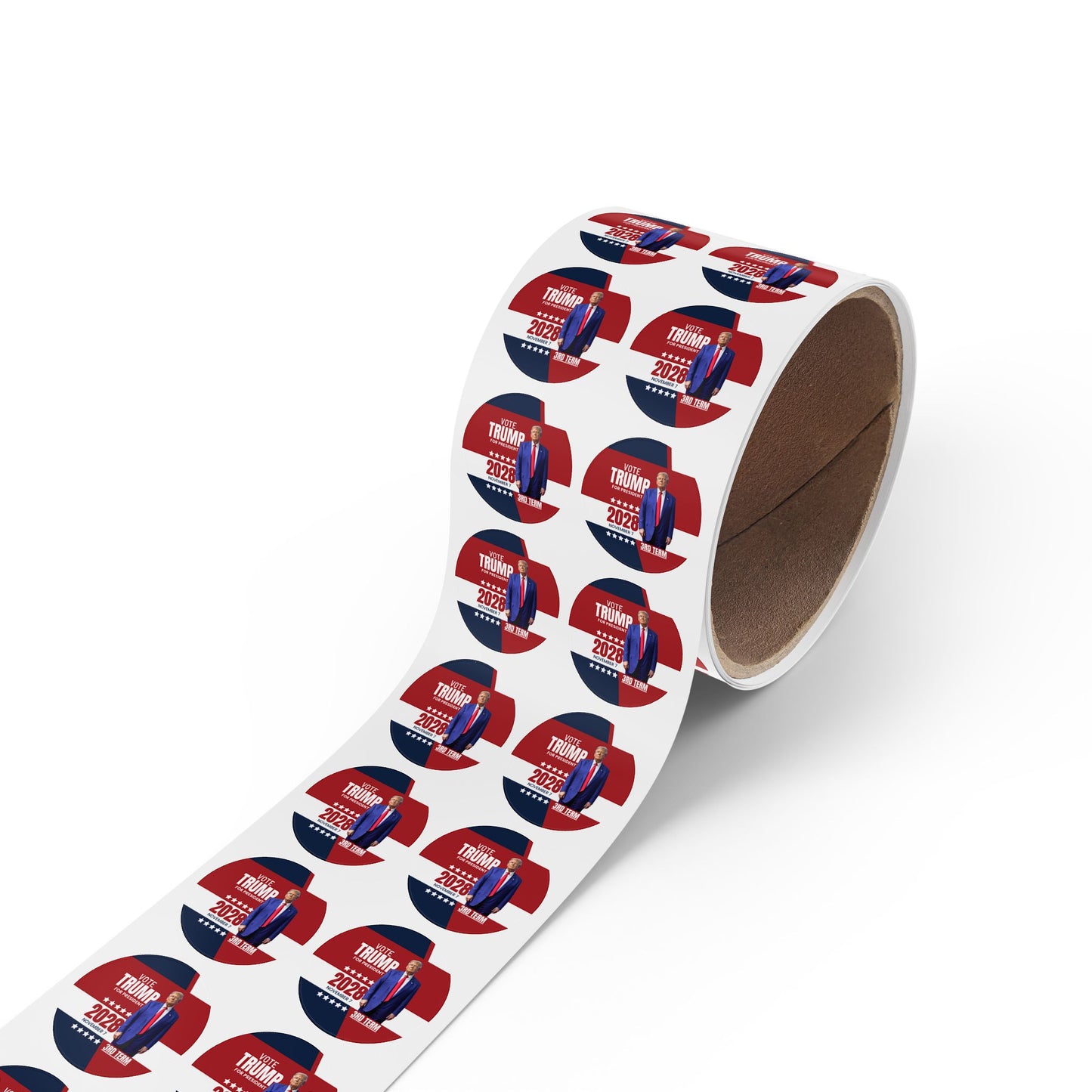Vote Trump 2028 Round Sticker Rolls - Bold Political Campaign Labels