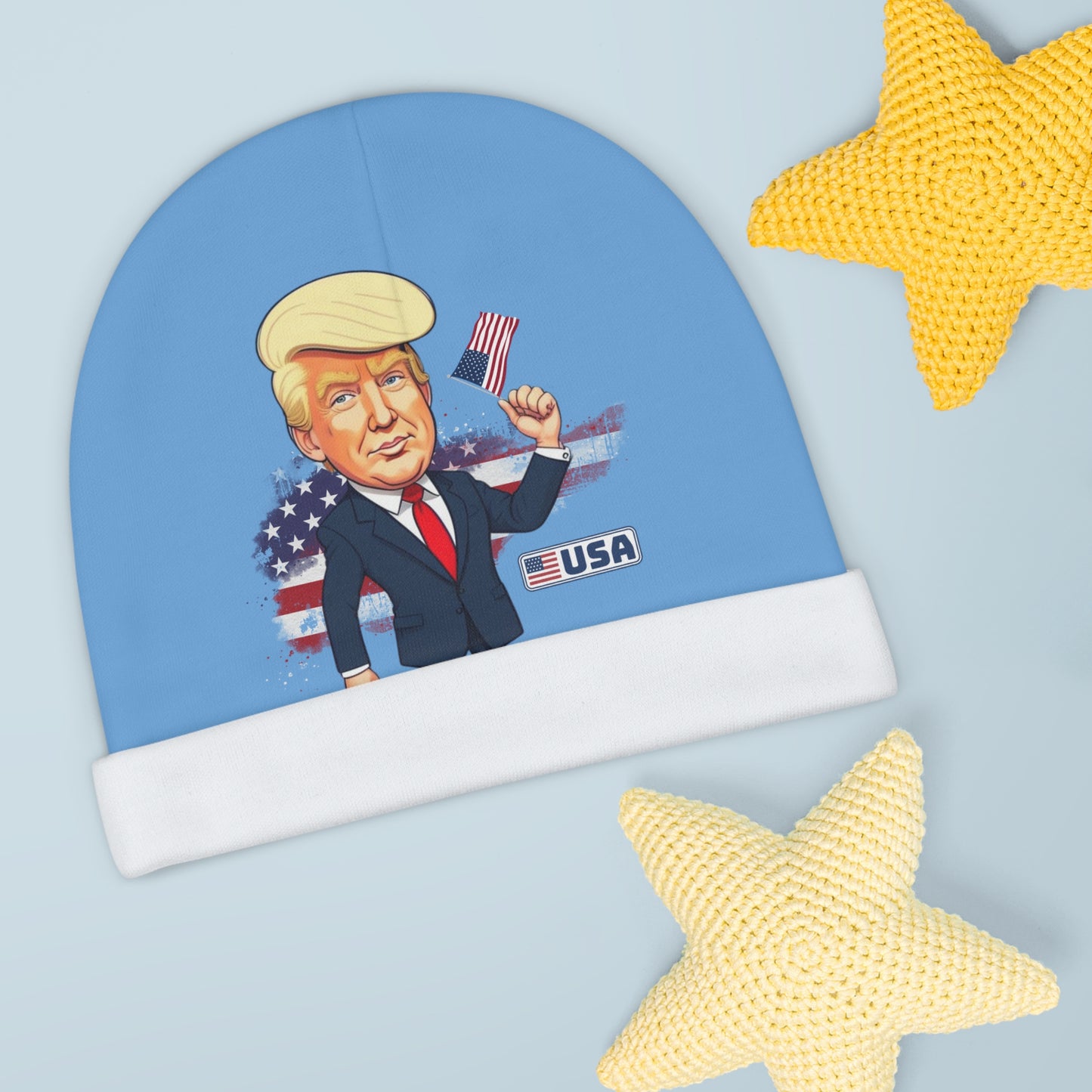 Patriotic Baby Beanie with USA Flag Design