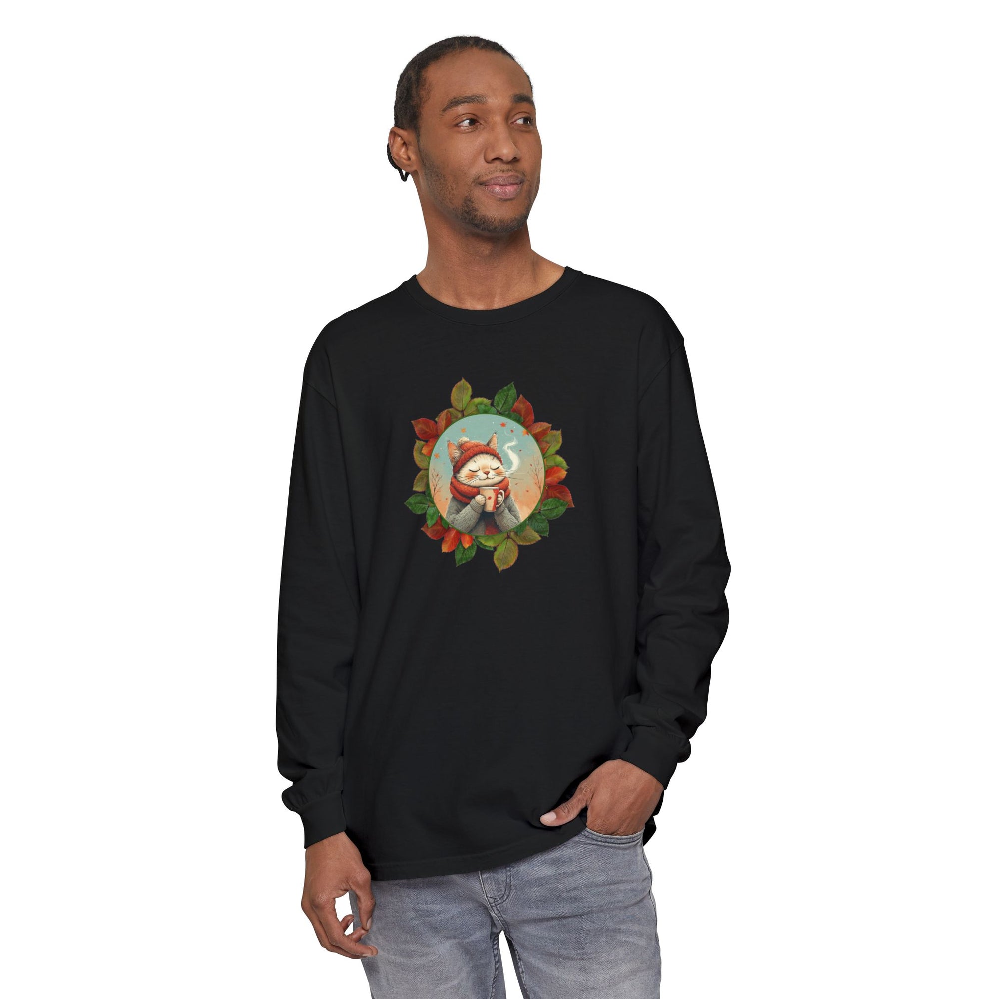 Country Autumn Kitty Long Sleeve T-Shirt | Fall Fashion