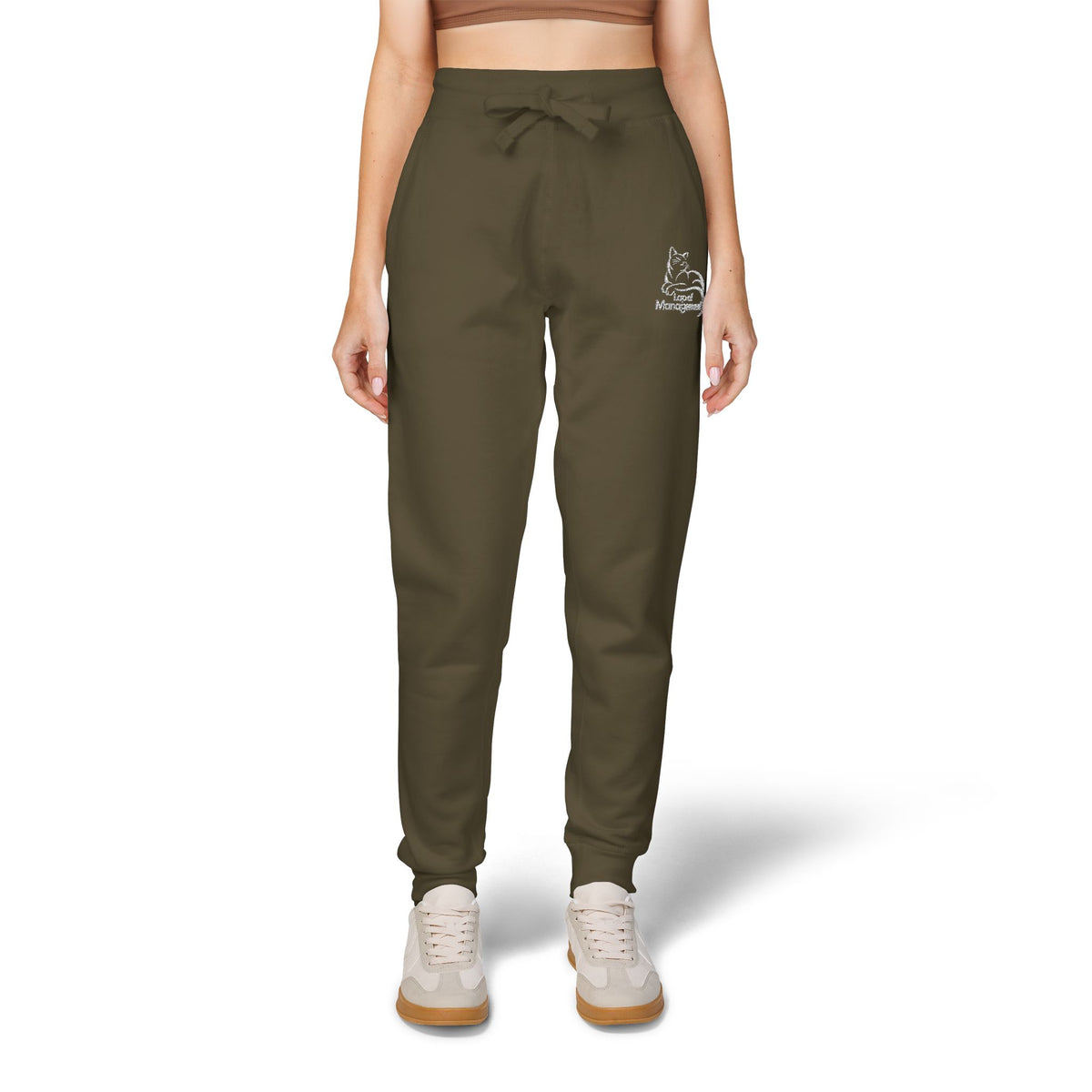 Lap of Management Embroidered Cat Fleece Joggers