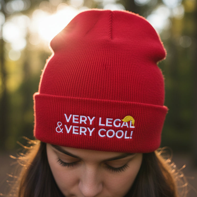Very Legal & Very Cool Embroidered Knit Beanie – Political Parody Winter Hat