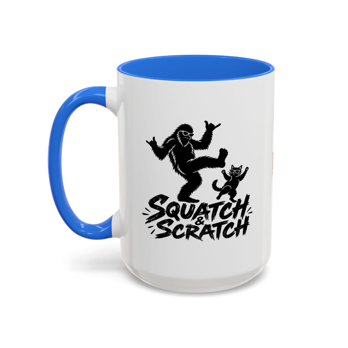 Squatch & Scratch Bigfoot and Cat Coffee Mug | Funny Sasquatch Ceramic Mug | 11oz & 15oz