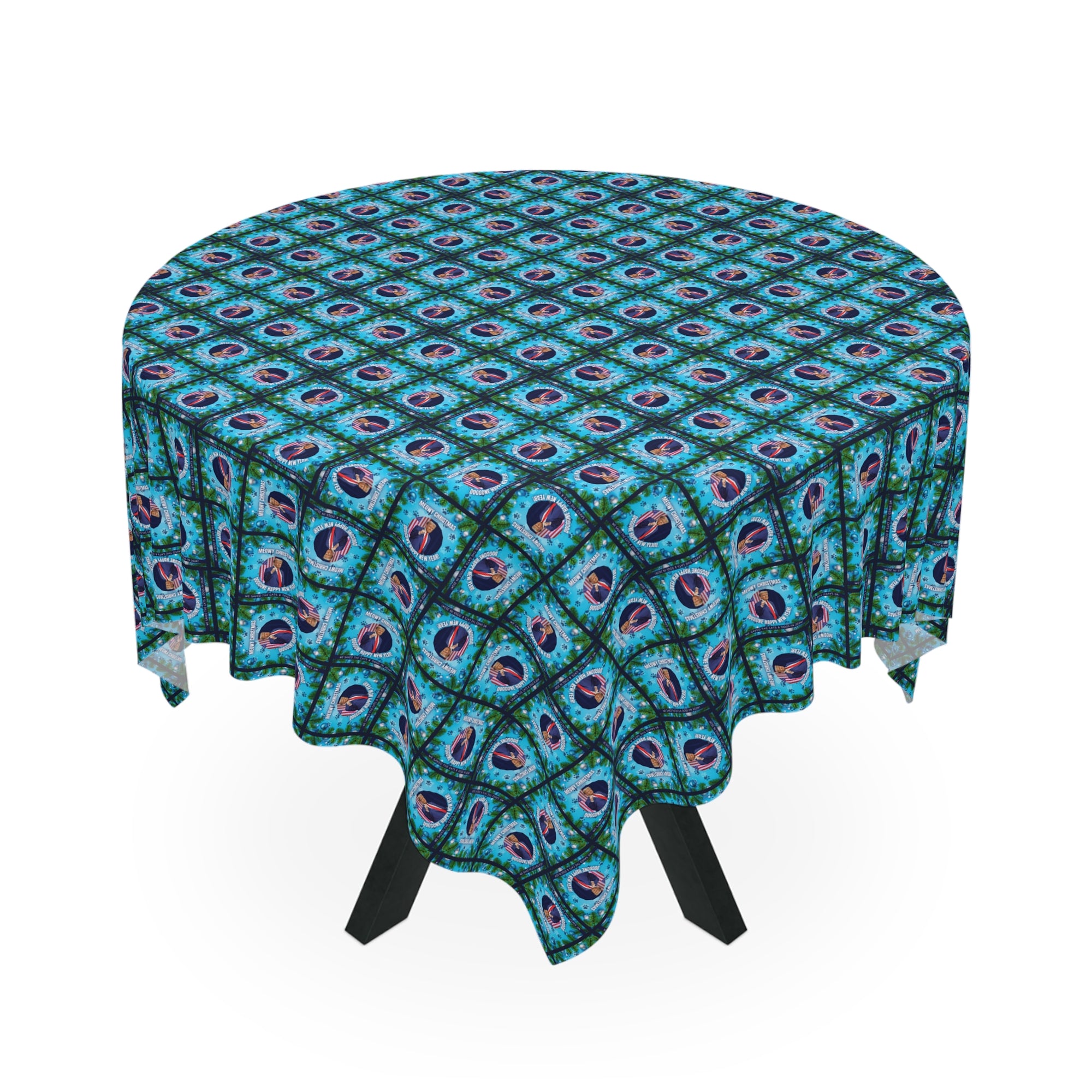 Meowy Christmas & Doggone Happy New Year with Trump Tablecloth