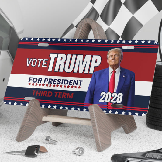 Vote Trump 2028 Vanity Plate - Patriotic Car Accessory