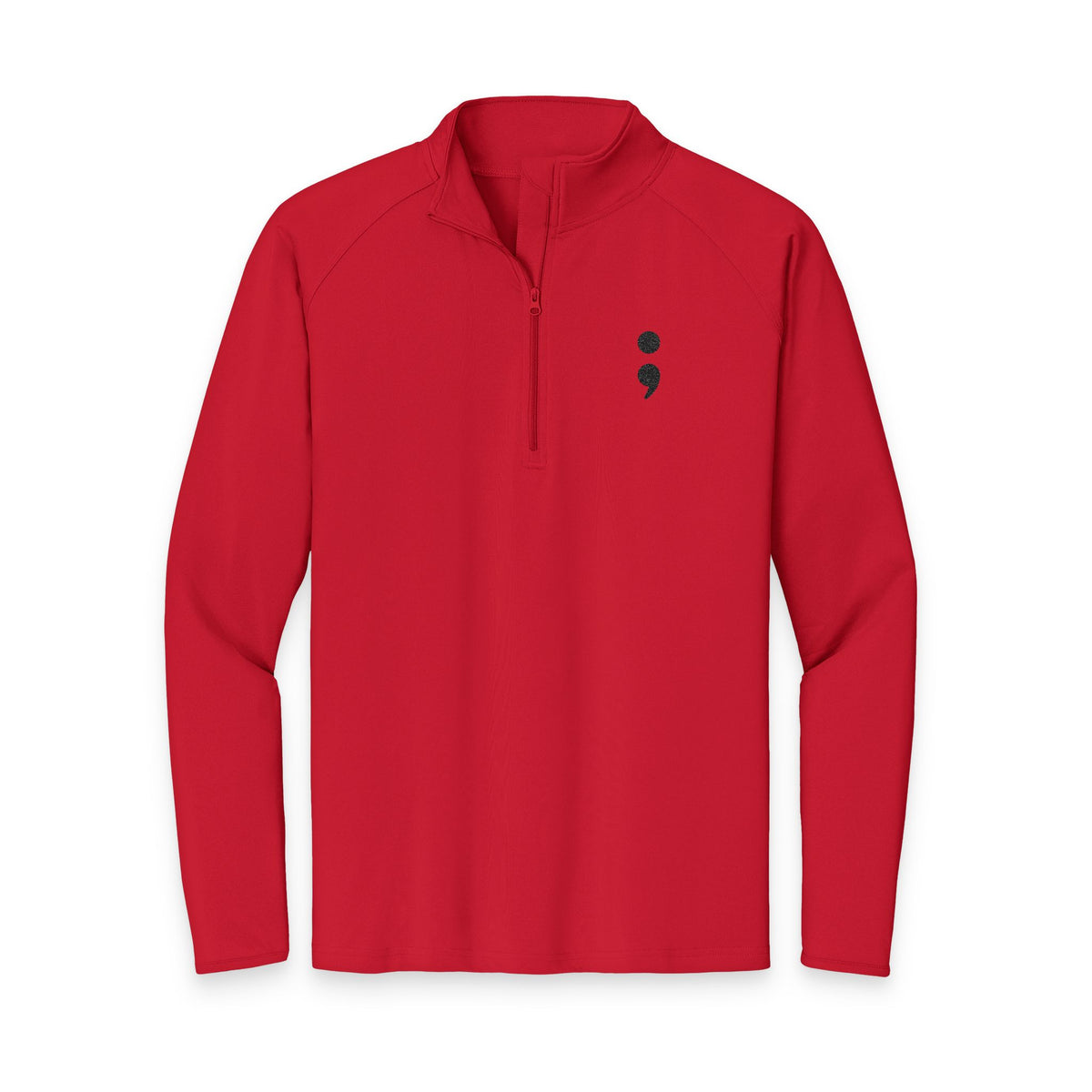 Semicolon Suicide Awareness Embroidered Quarter-Zip Pullover