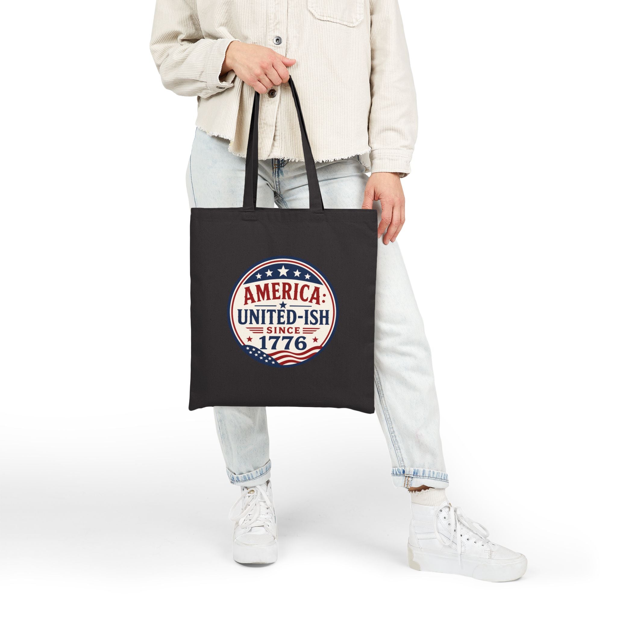 America United-ish Since 1776 Patriotic Canvas Tote Bag | Americana USA Carryall
