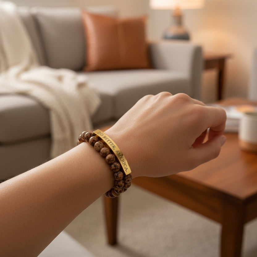 Do Better, America Bracelet – Engraved Stainless Steel Stretch Bracelet