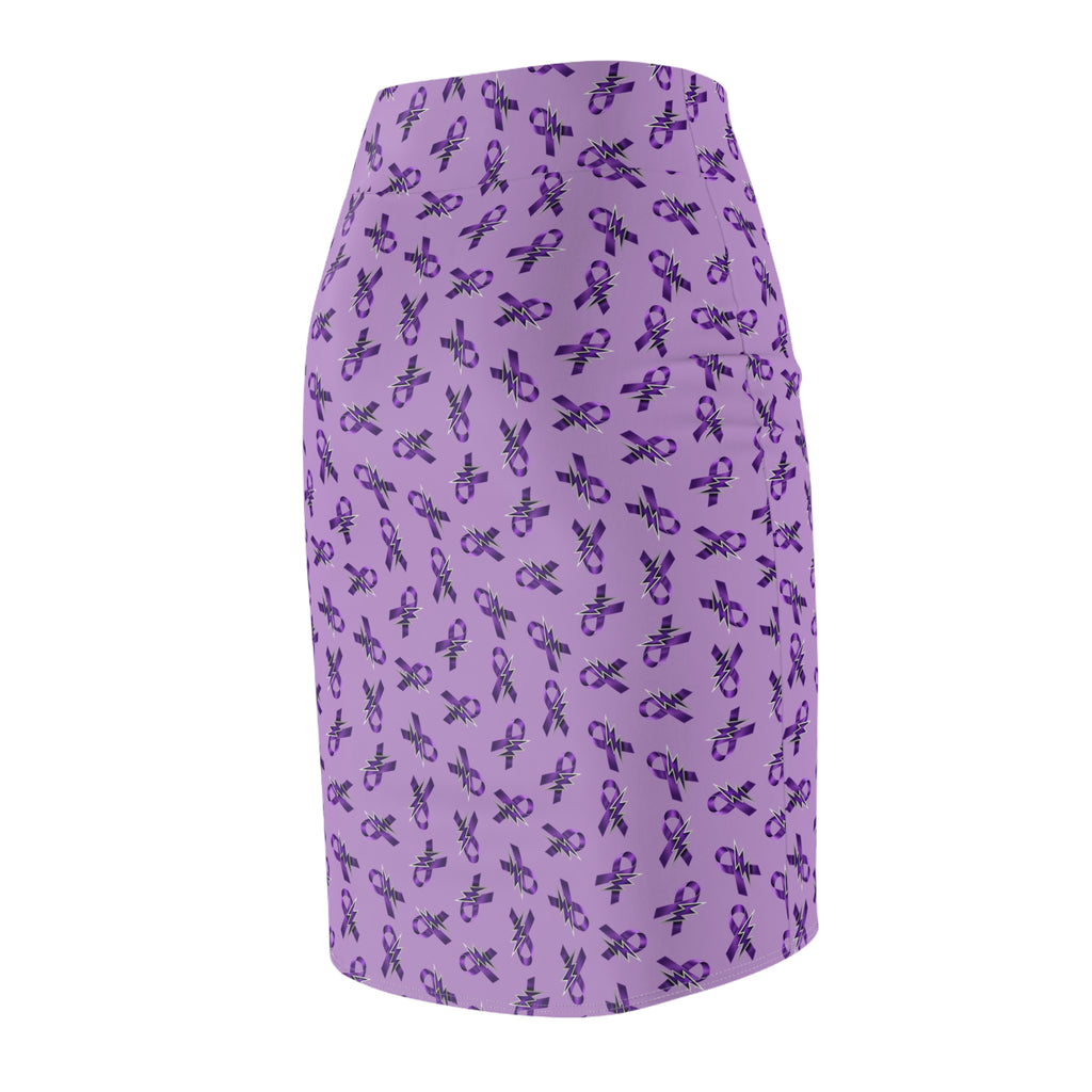 Purple Ribbon and Lightning Epilepsy Awareness Pencil Skirt