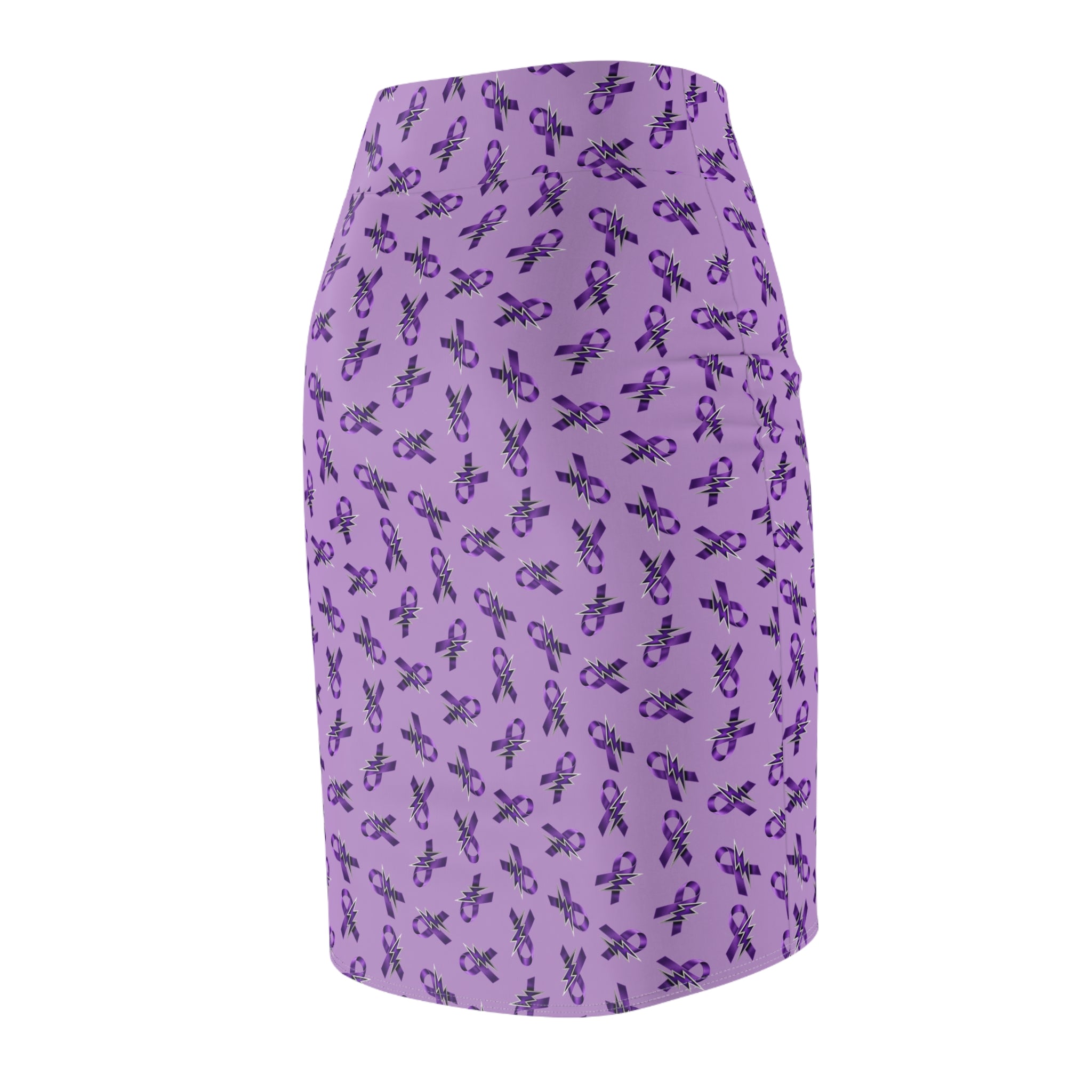 Purple Ribbon and Lightning Epilepsy Awareness Pencil Skirt
