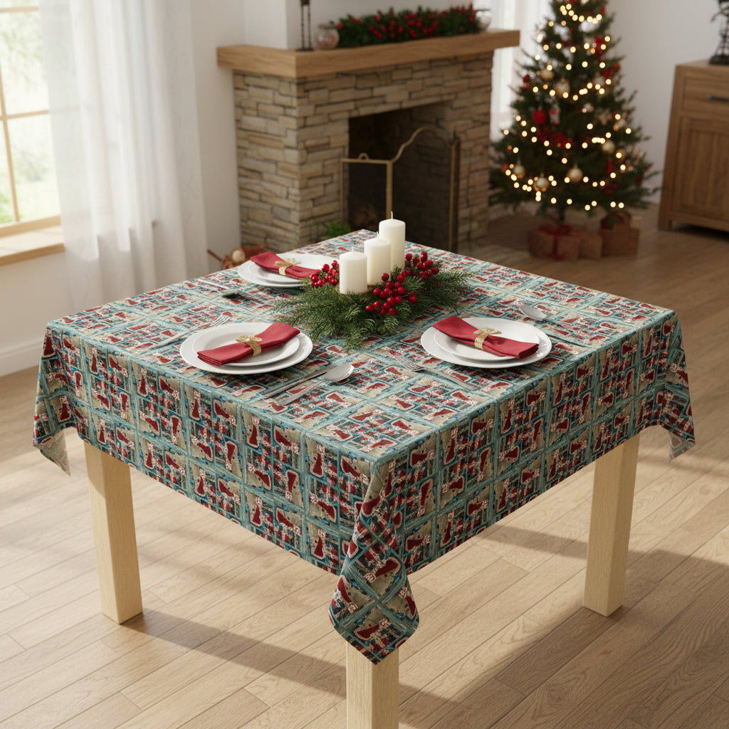 Photo depicting the ​Dashing Through the No Christmas Tablecloth from EpiAl's Shop.