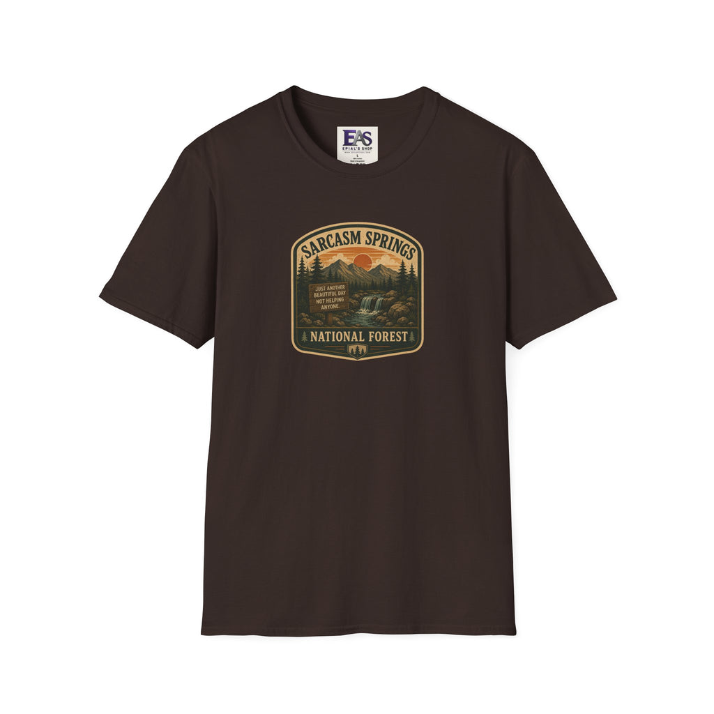Sarcasm Springs National Forest Unisex T-Shirt | Funny Retro Outdoors Graphic Tee