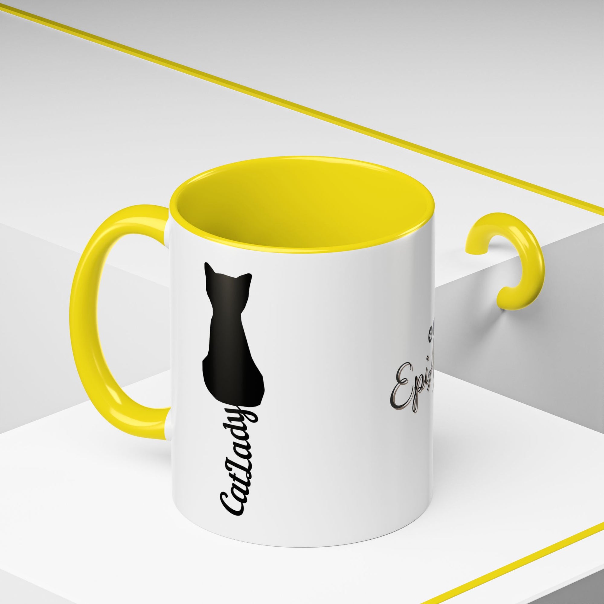 Cursive Tail Cat Lady Coffee Mug, Gift for Cat Lovers