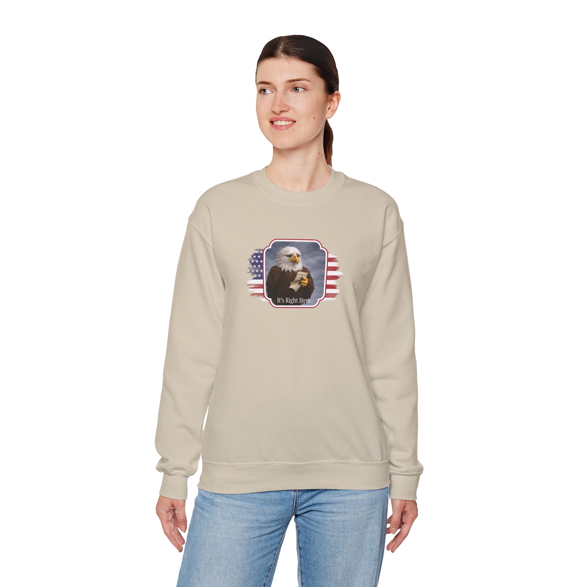 “It’s Right Here” Political Parody Crewneck Sweatshirt