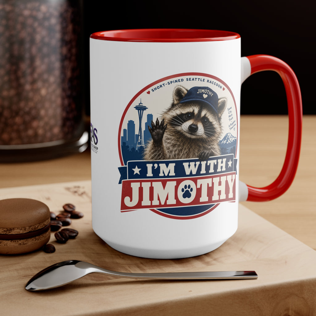 I’m With Jimothy Raccoon Accent Coffee Mug