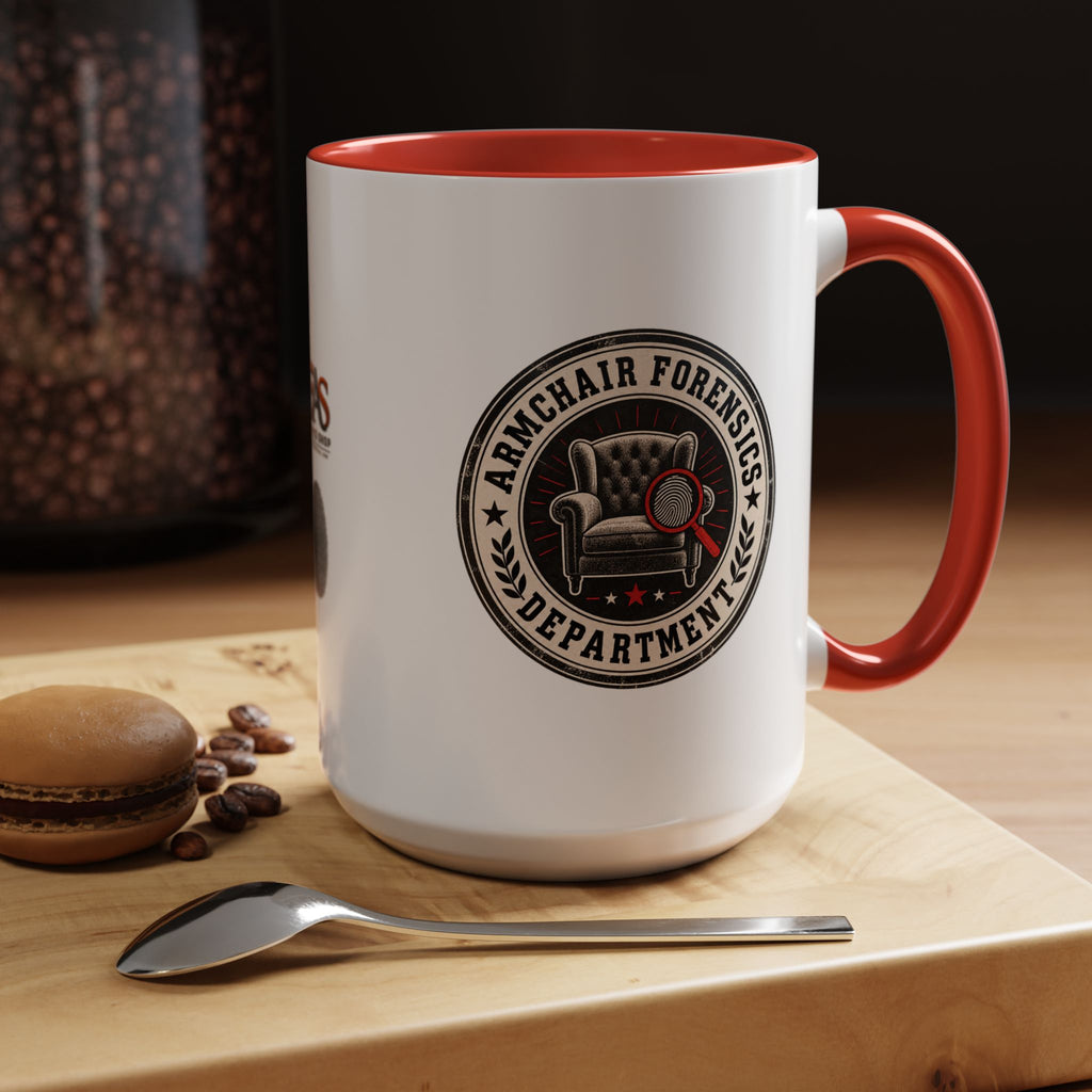 Armchair Forensics Department Accent Coffee Mug, True Crime Mug, 11 oz & 15 oz