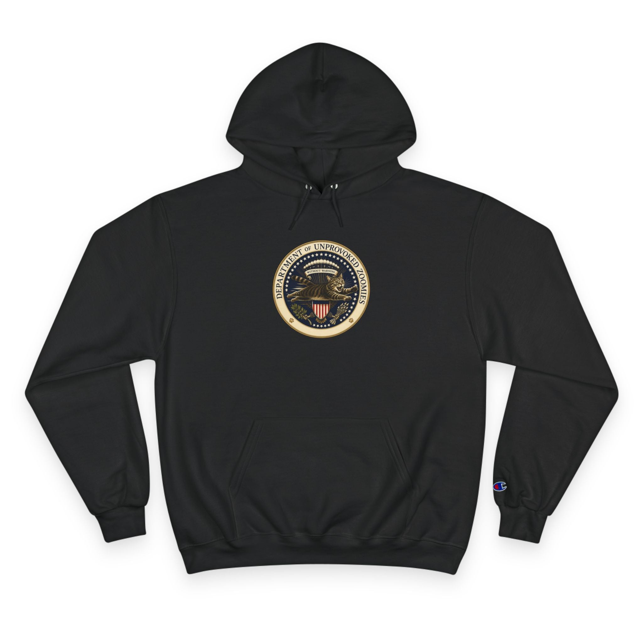 Department of Unprovoked Zoomies Champion Hoodie | Funny Cat Seal Sweatshirt