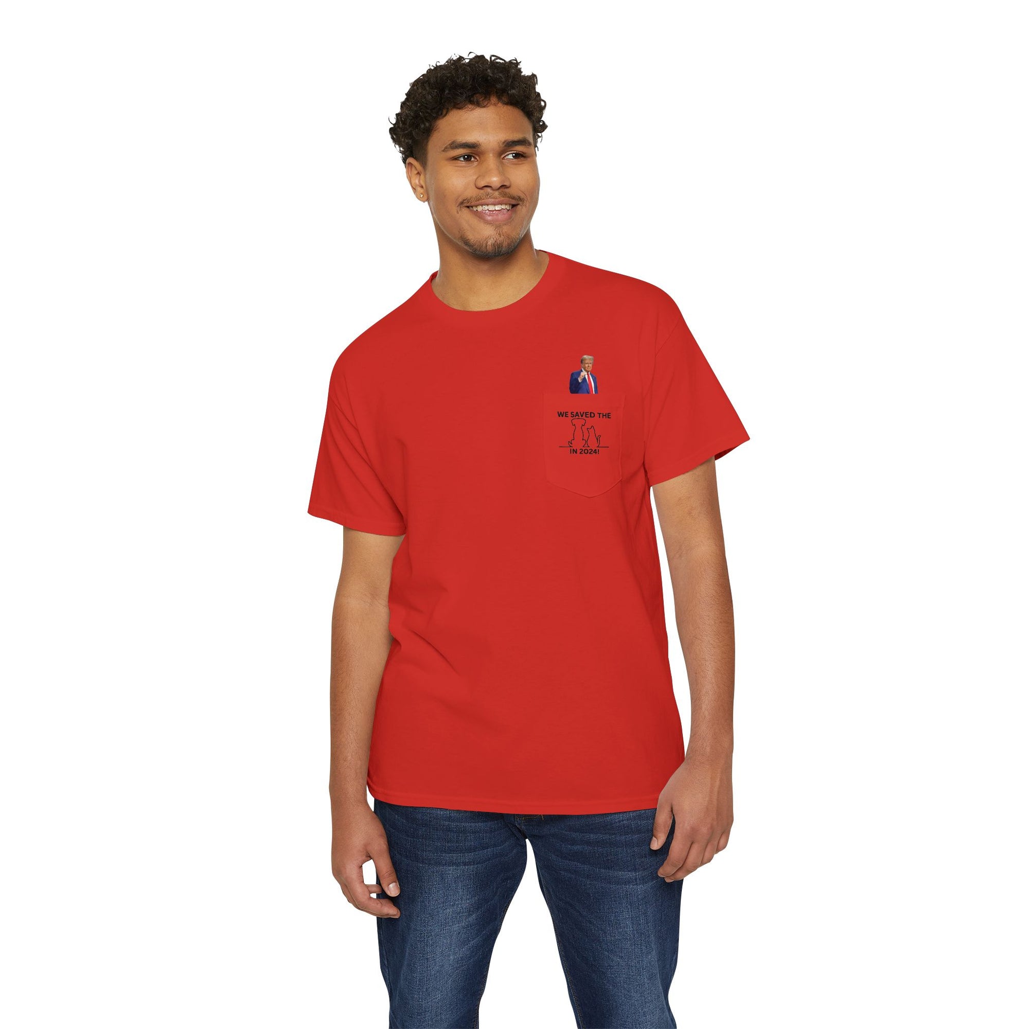 Trump - Saved the Cats & Dogs Unisex Heavy Cotton Pocket Tee