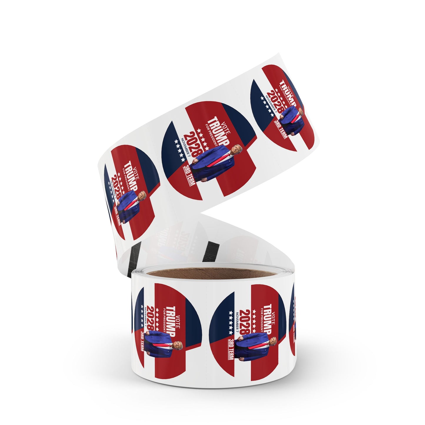 Vote Trump 2028 Round Sticker Rolls - Bold Political Campaign Labels