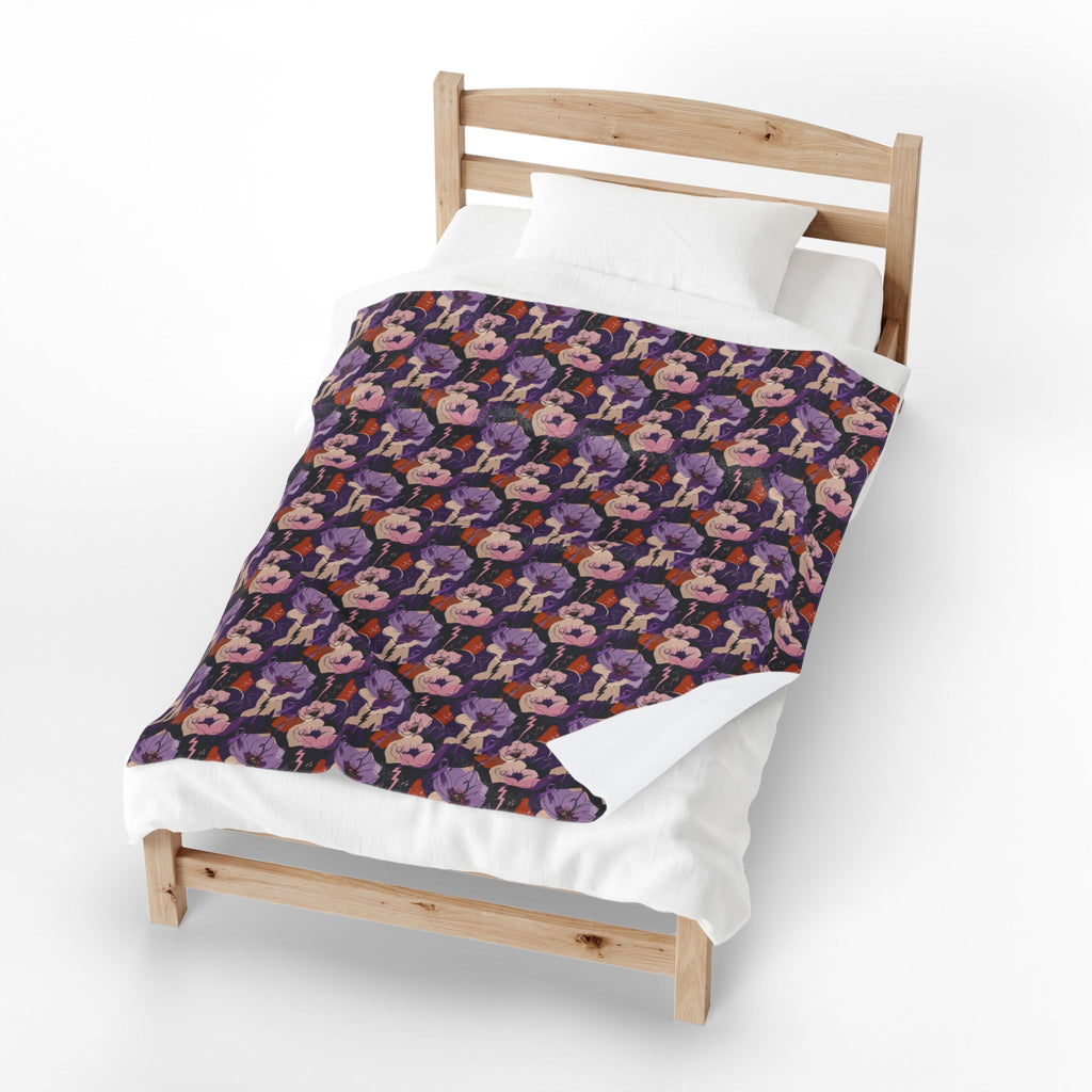 Epilepsy Awareness Floral Plush Blanket | Purple Ribbon Throw Blanket