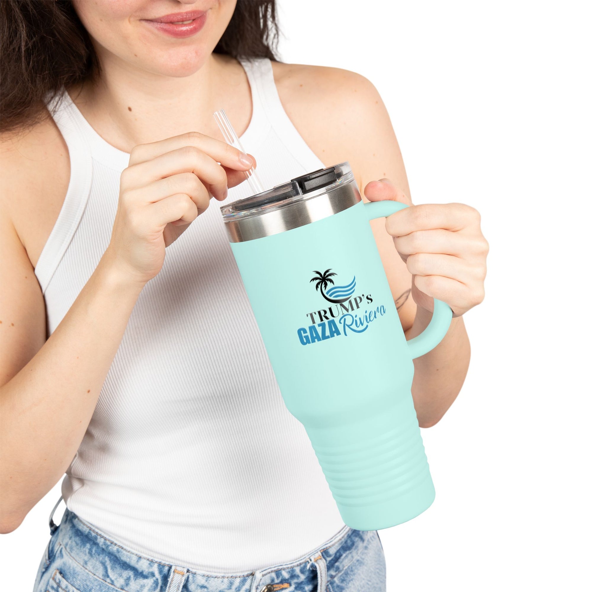 40oz Trump's Gaza Riviera Tumbler with Straw