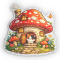 Whimsical Mushroom Cottage Shaped Pillow | Cozy Cat Cottage Forest Cushion