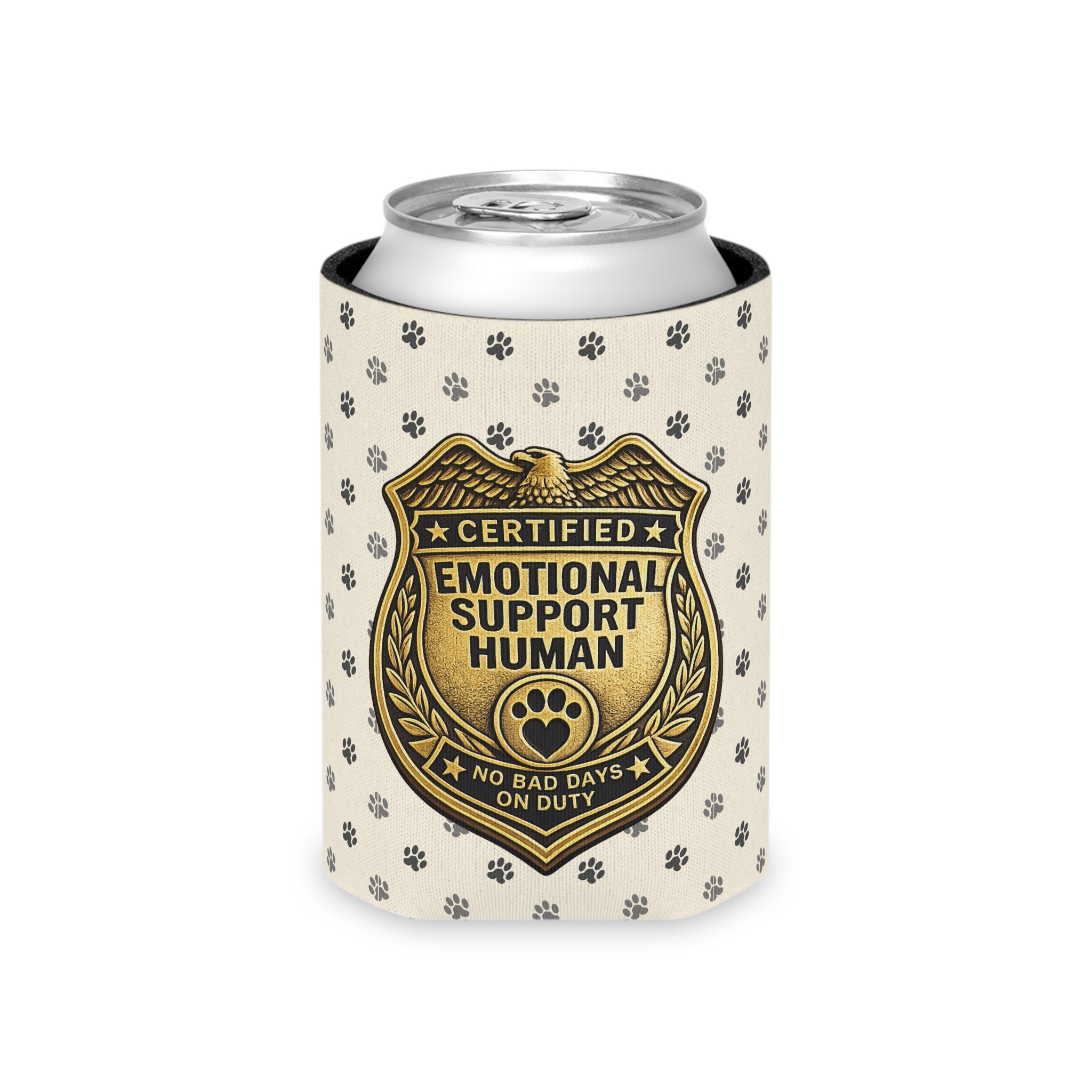 Certified Emotional Support Human Can Cooler | Funny Cat Lover Koozie