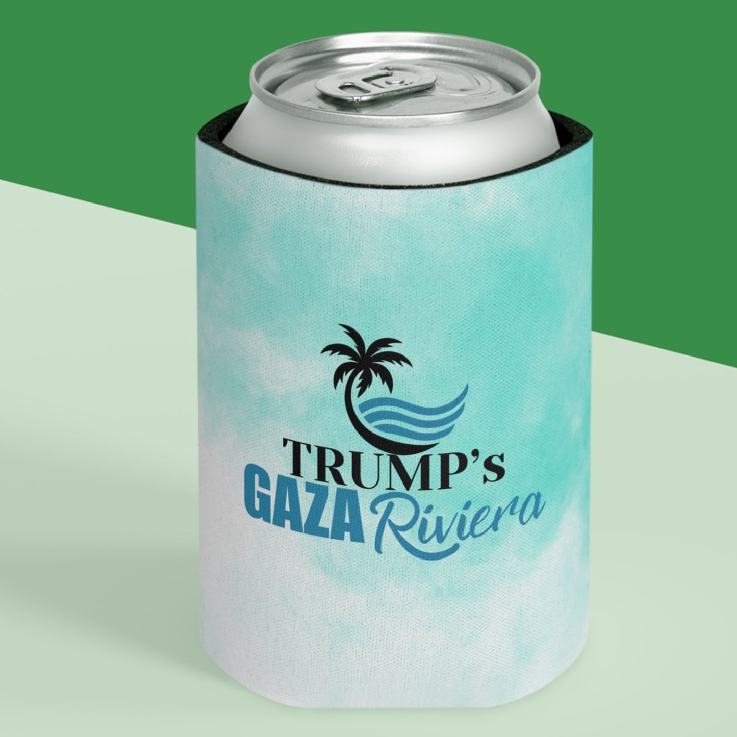 Tropical Themed Can Cooler - Trump's Gaza Riviera, Beach Party Essential