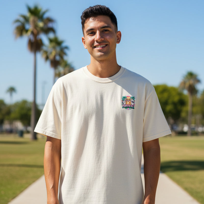 Furreal Retro Cat Sunset Back Graphic Unisex T-Shirt