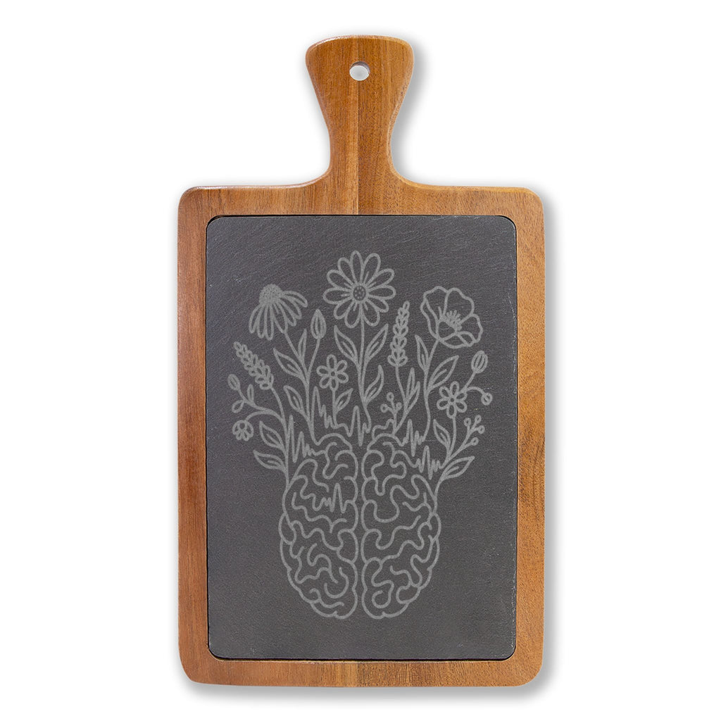 Electric Wildflower Epilepsy Awareness Acacia and Slate Charcuterie Board