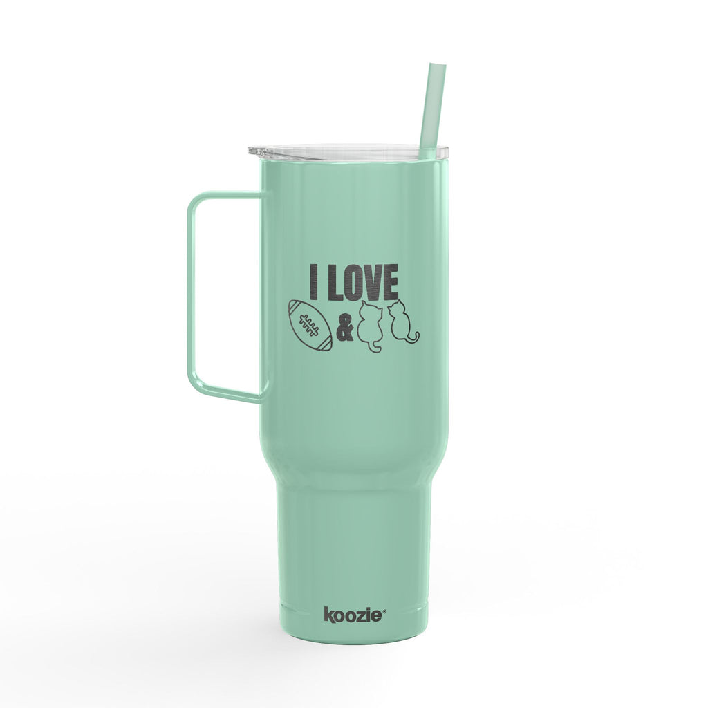 Love Football & Cats Engraved Insulated Travel Tumbler
