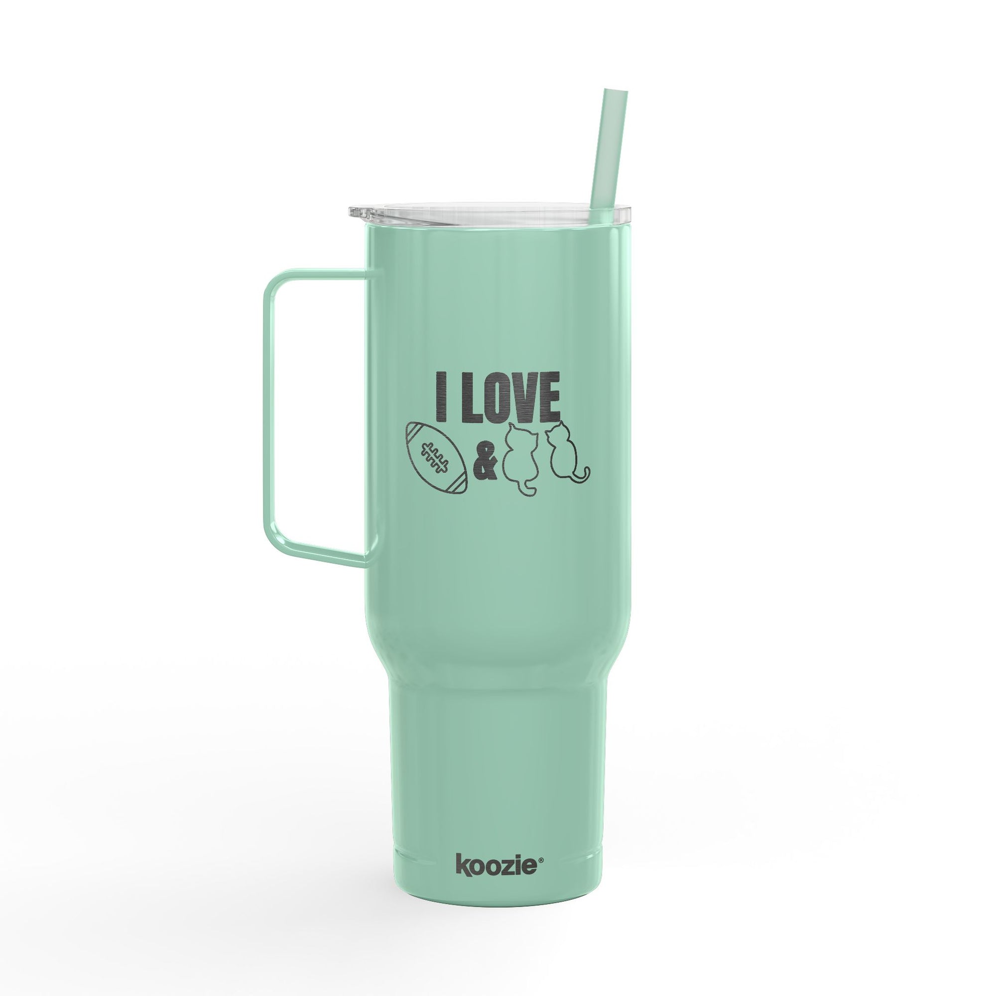 Love Football & Cats Engraved Insulated Travel Tumbler