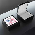 Draw Your Own Conclusions Jewelry Box – Patriotic Line Art Keepsake Box