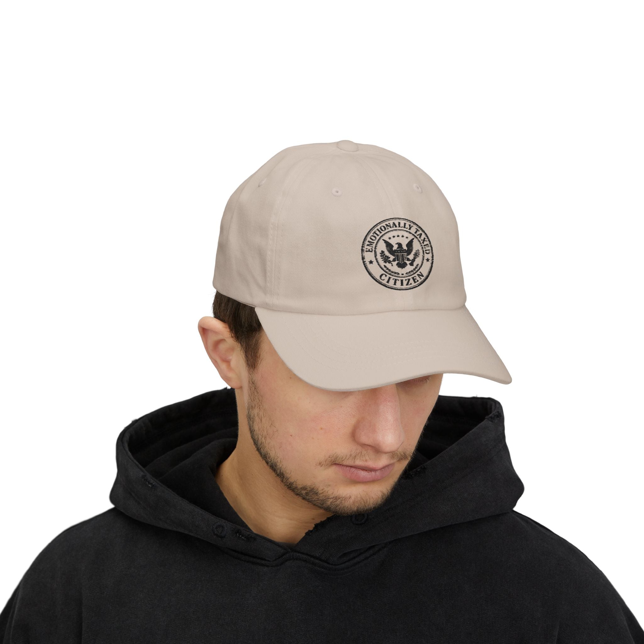 Emotionally Taxed Citizen Dad Hat | Minimalist Faux Government Seal Cotton Cap