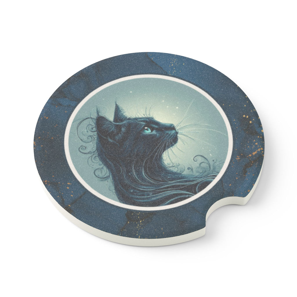Elegant Blue Eyed Cat Soapstone Car Coaster