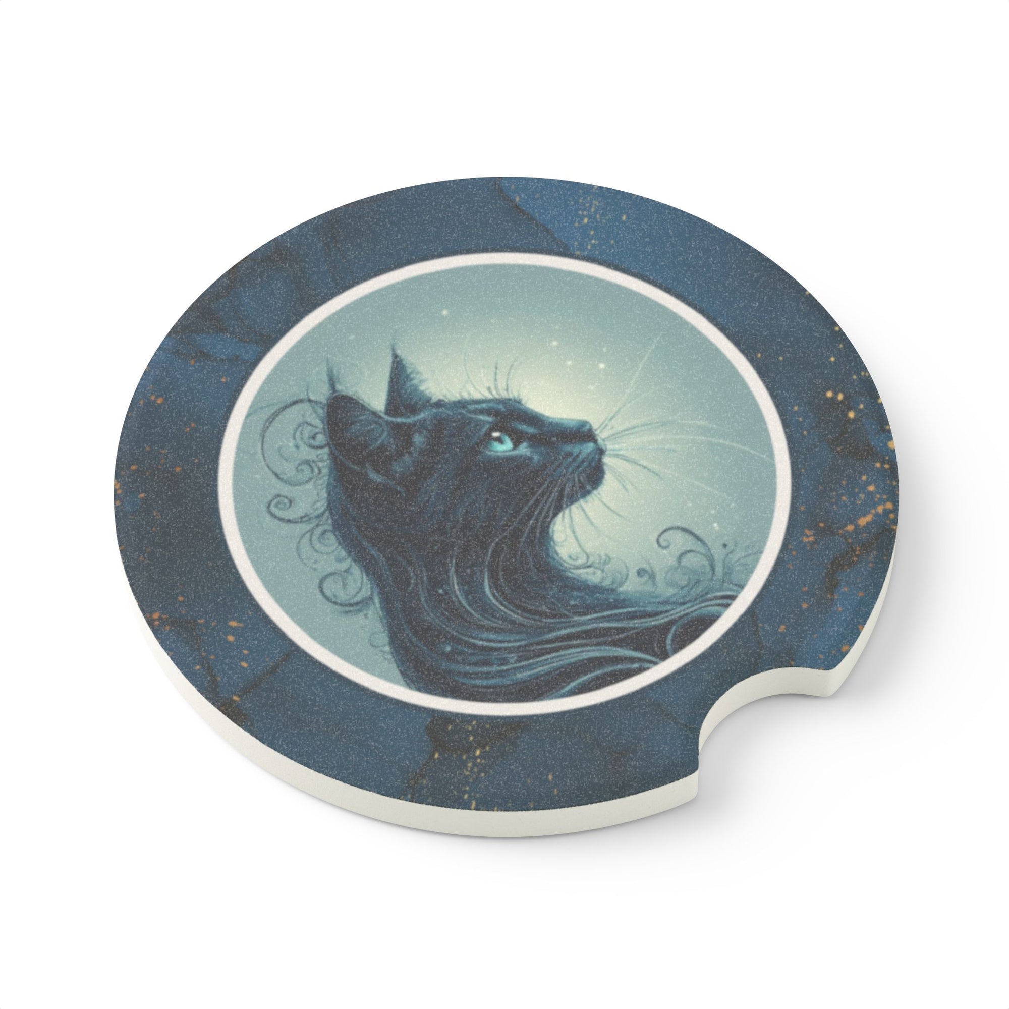 Elegant Blue Eyed Cat Soapstone Car Coaster