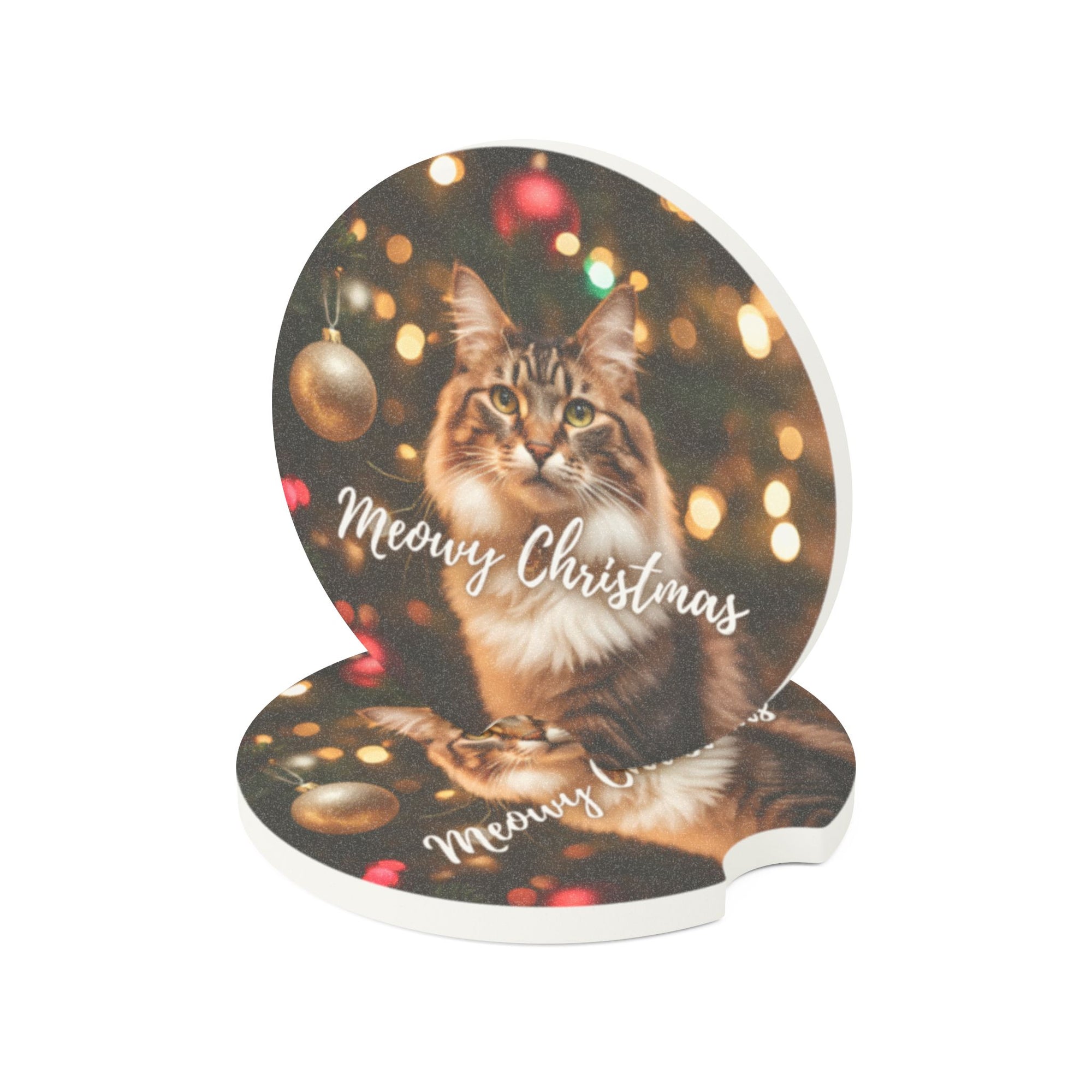 Meowy Christmas Soapstone Car Coaster