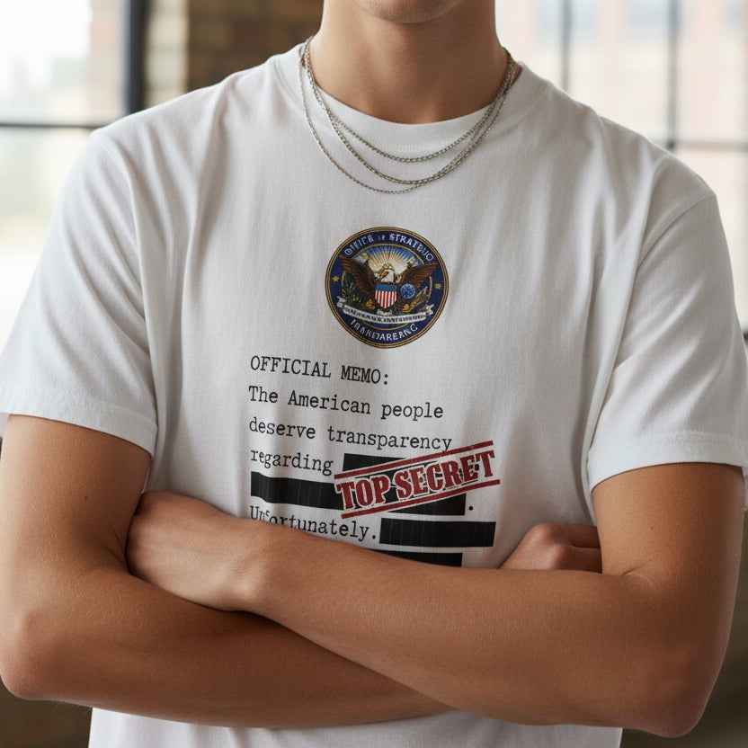Official Memo “Top Secret” Unisex T-Shirt – Redacted Transparency Graphic Tee