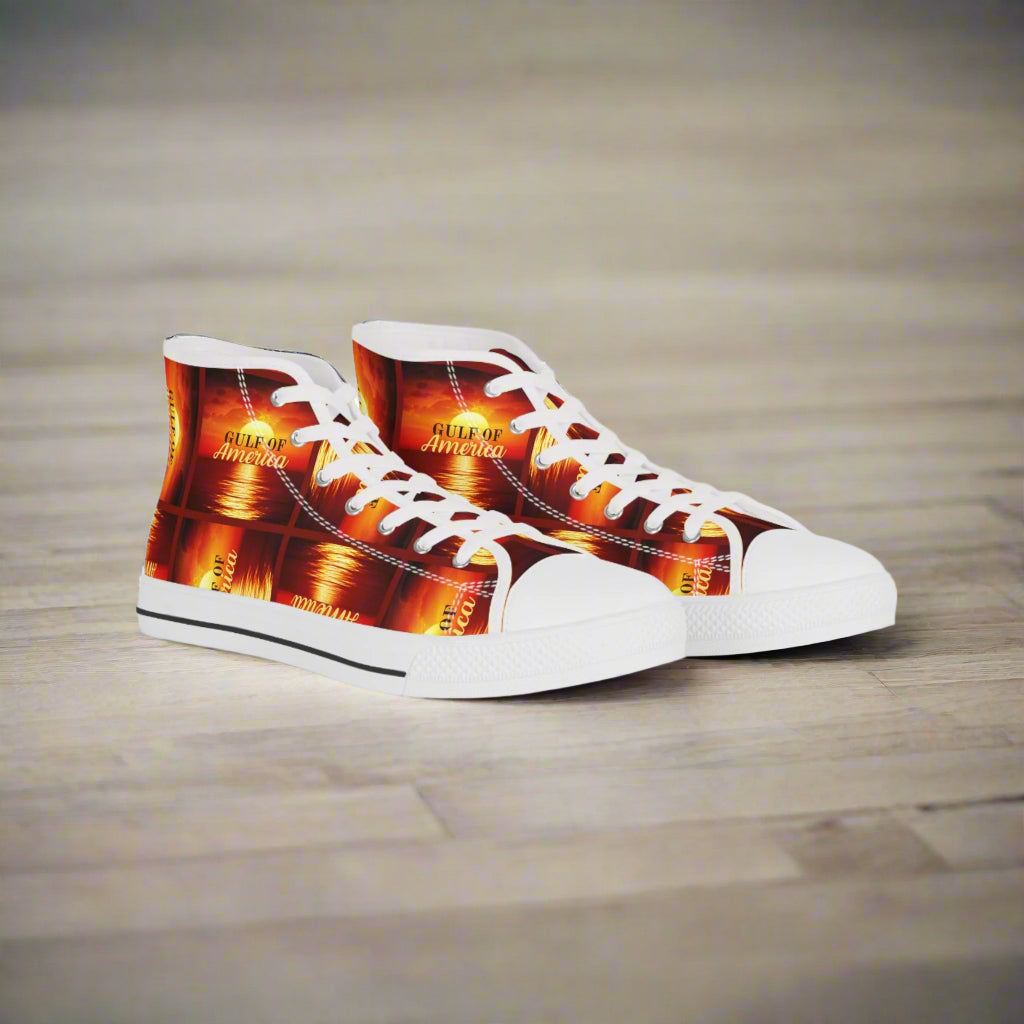 Vintage Style High Top Sneakers - Bold 'Gulf of America' Design Printify
